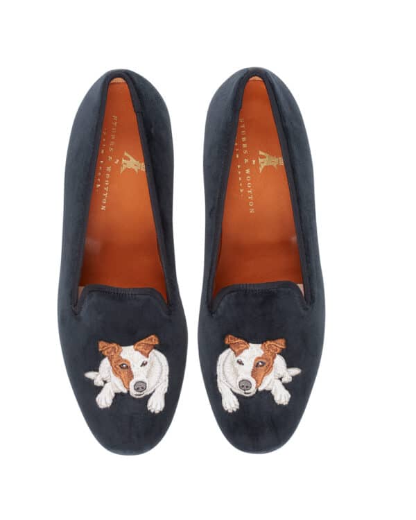 AK MC Bertie Portrait Embroidered Velvet Slipper - Alexander Kraft