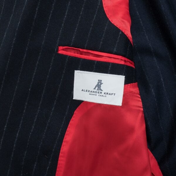 AK MC Double-breasted signature barchetta VBC navy wool flannel