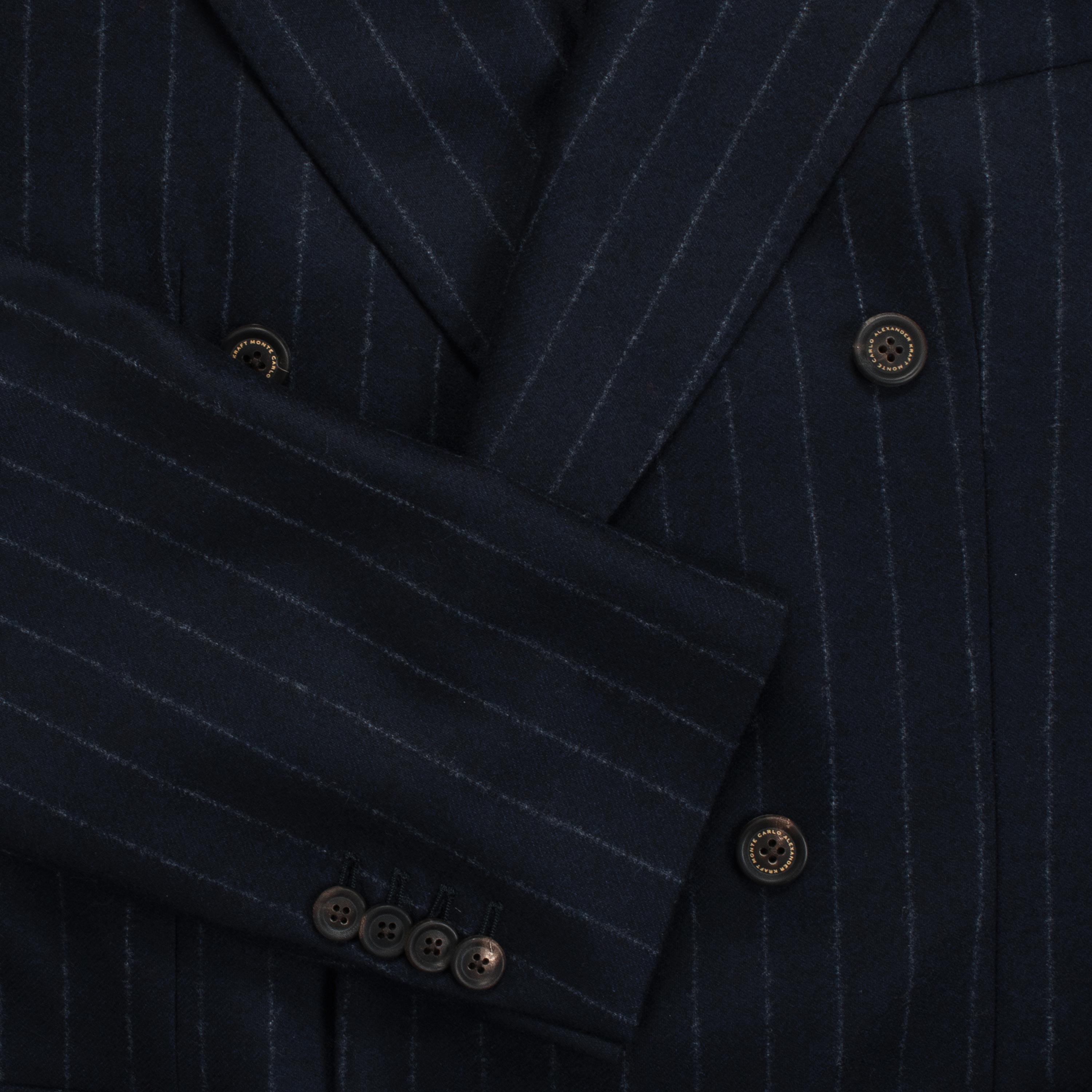 AK MC Double-breasted signature barchetta VBC navy wool flannel