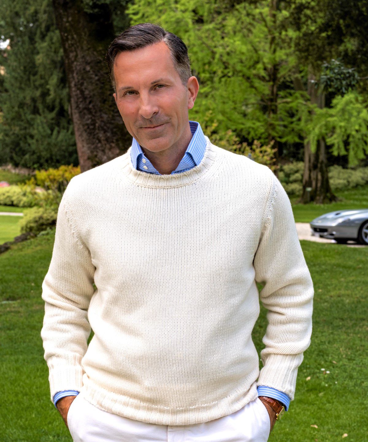 AK MC cream cashmere crew neck - Alexander Kraft Monte Carlo