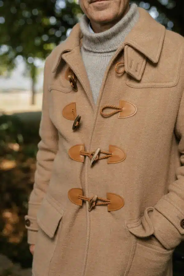 AK MC Men’s Contemporary Duffel Coat in Caramel Camel Hair Alexander