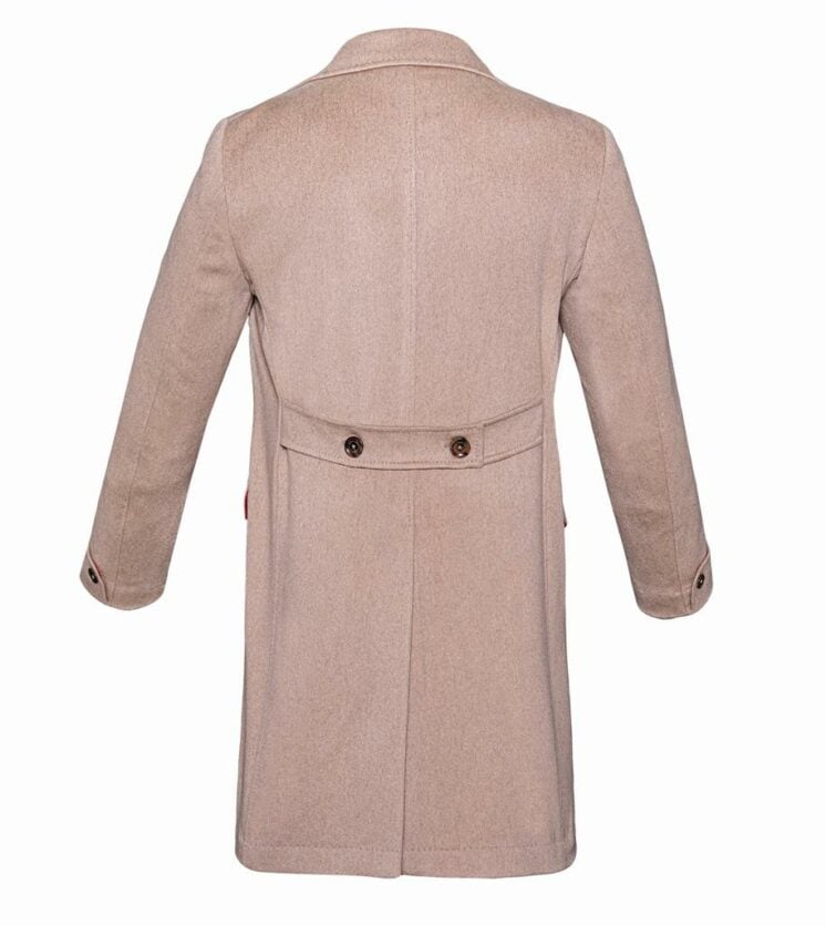 AK MC The Florence short double-breasted overcoat in pure camel