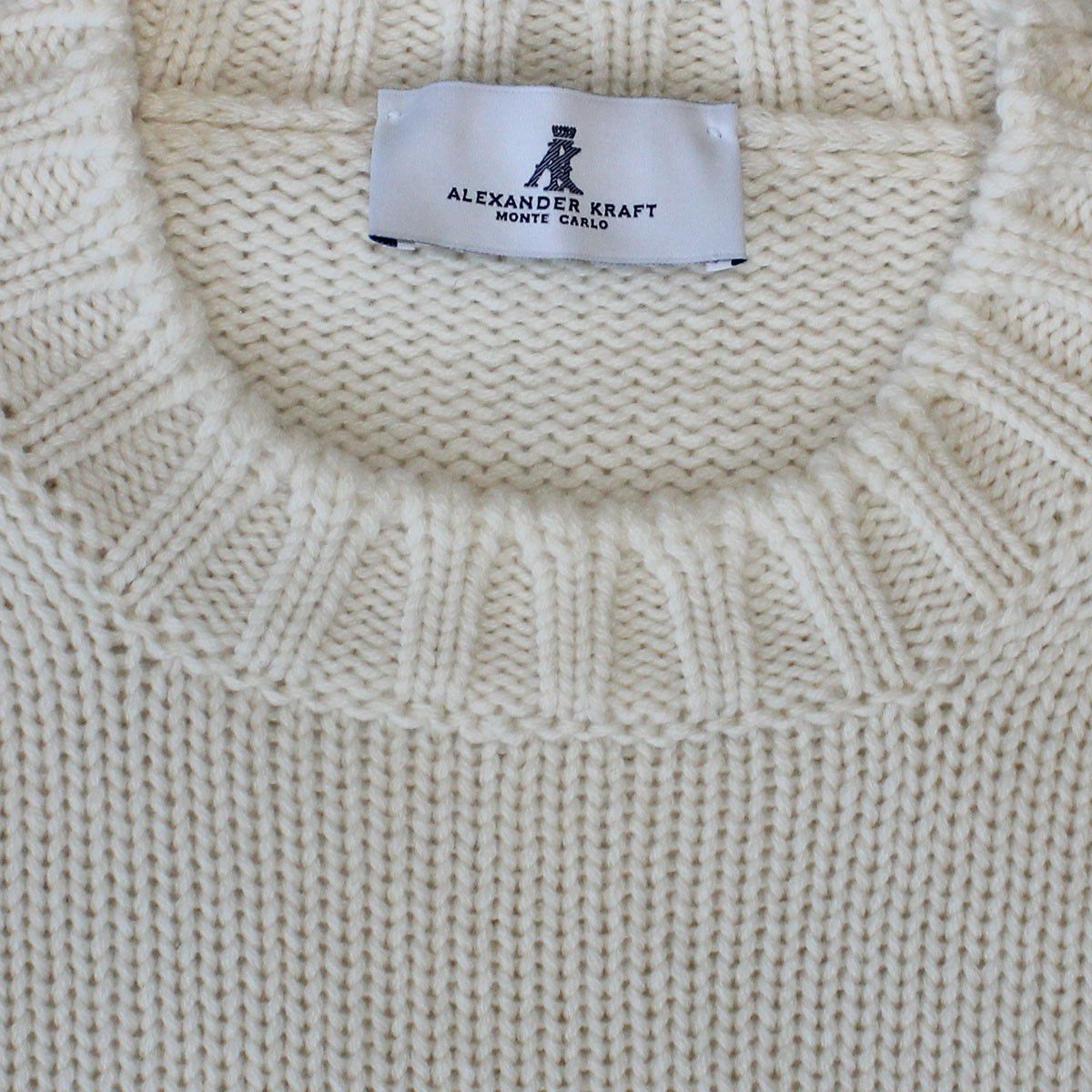 AK MC cream cashmere crew neck - Alexander Kraft Monte Carlo