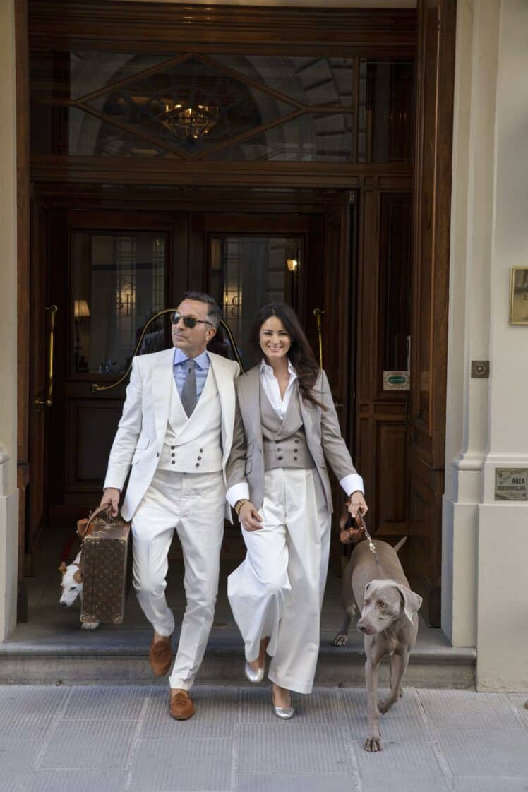 AK MC Veste femme en laine grise à rayures Signature