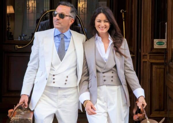 AK MC Ladies Gatsby Wide Leg Trousers In Off White Cotton Corduroy Alexander Kraft Monte Carlo