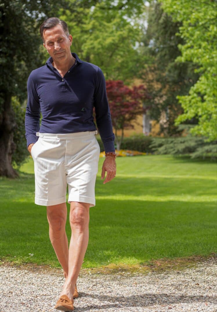 AK MC Cream linen & cotton Riviera Bermuda shorts