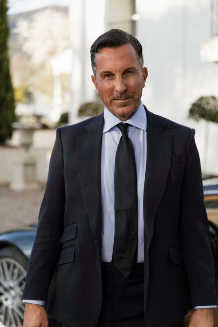 AK MC handmade seven-fold navy pure cashmere tie