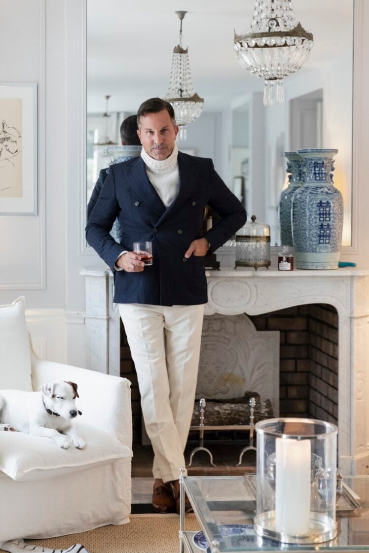 AK MC Blazer à double boutonnage en laine barchetta, rayé marine.