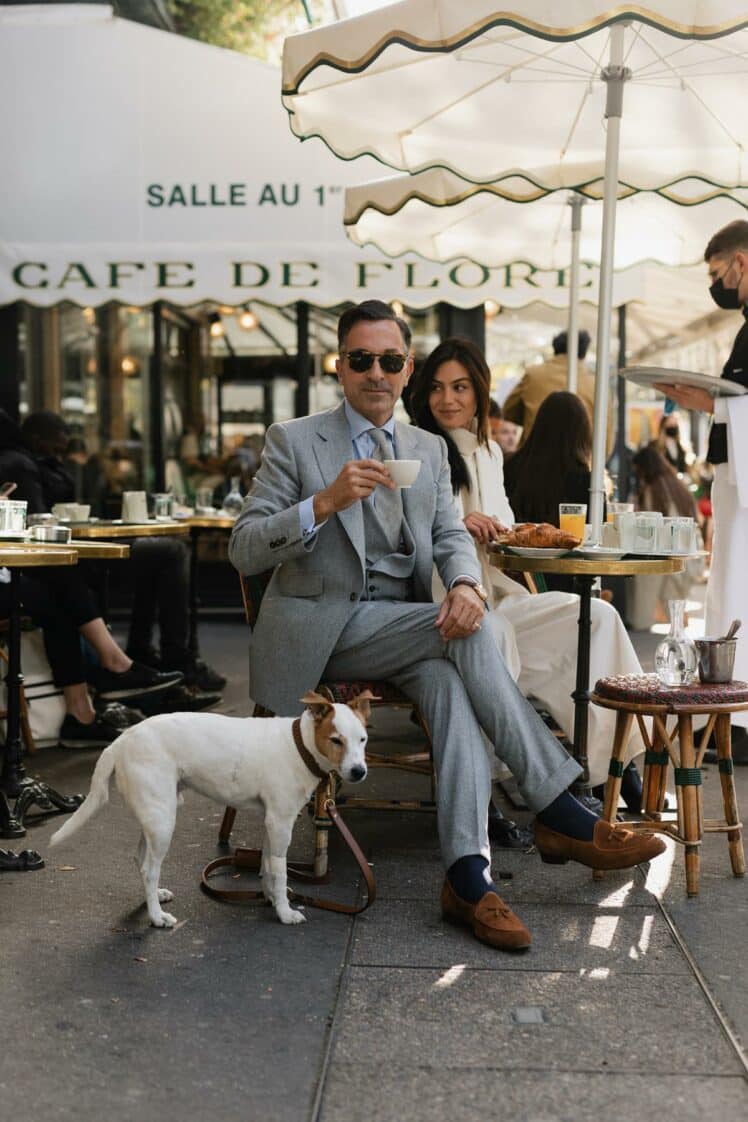 AK MC Riviera trousers in light grey VBC flannel