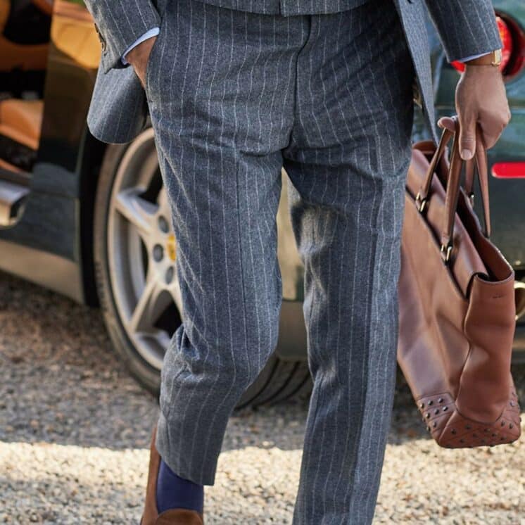 AK MC Grey Chalkstripe Wool Trousers - Alexander Kraft Monte Carlo