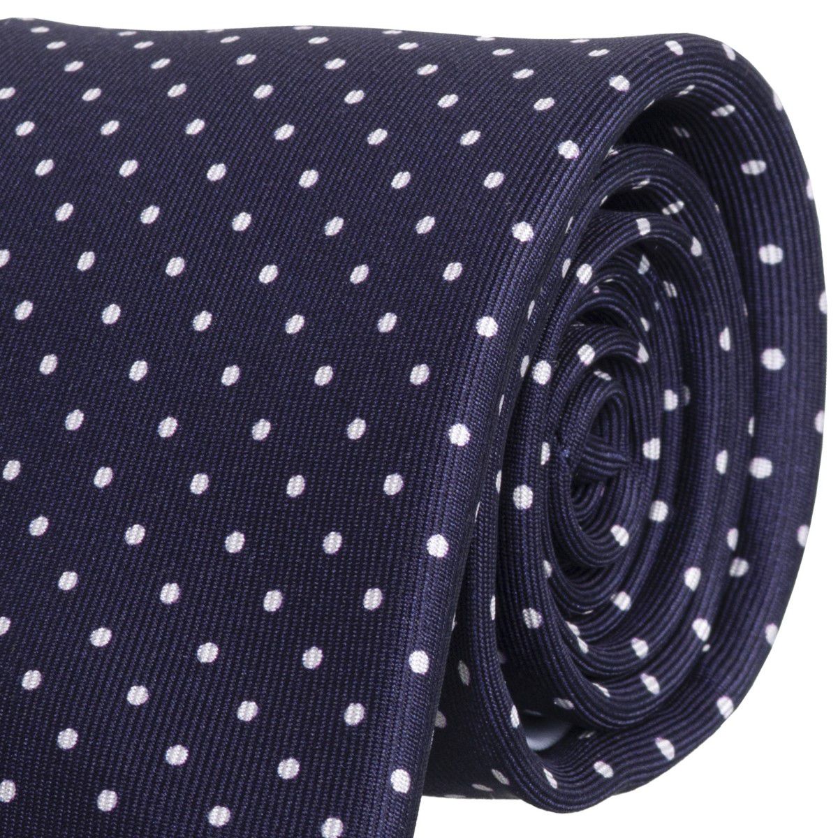 AK MC handmade seven-fold navy spot printed silk tie - Alexander