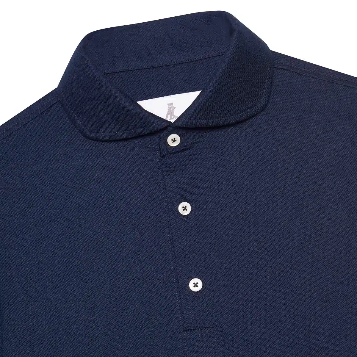 AK MC Navy Cotton Long-Sleeved Polo Shirt - Alexander Kraft Monte