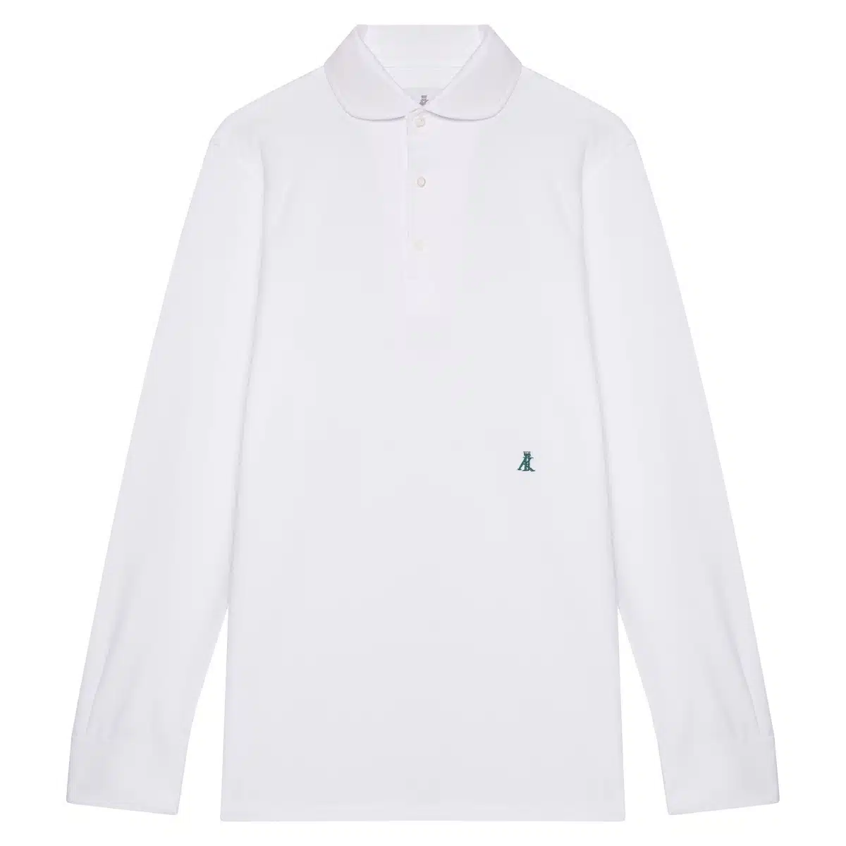 AK MC Weißes Baumwoll-Pique-Damen-Poloshirt mit langen Ärmeln - Alexander  Kraft Monte Carlo