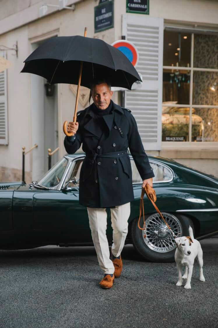 AK MC navy cotton all-season trench coat