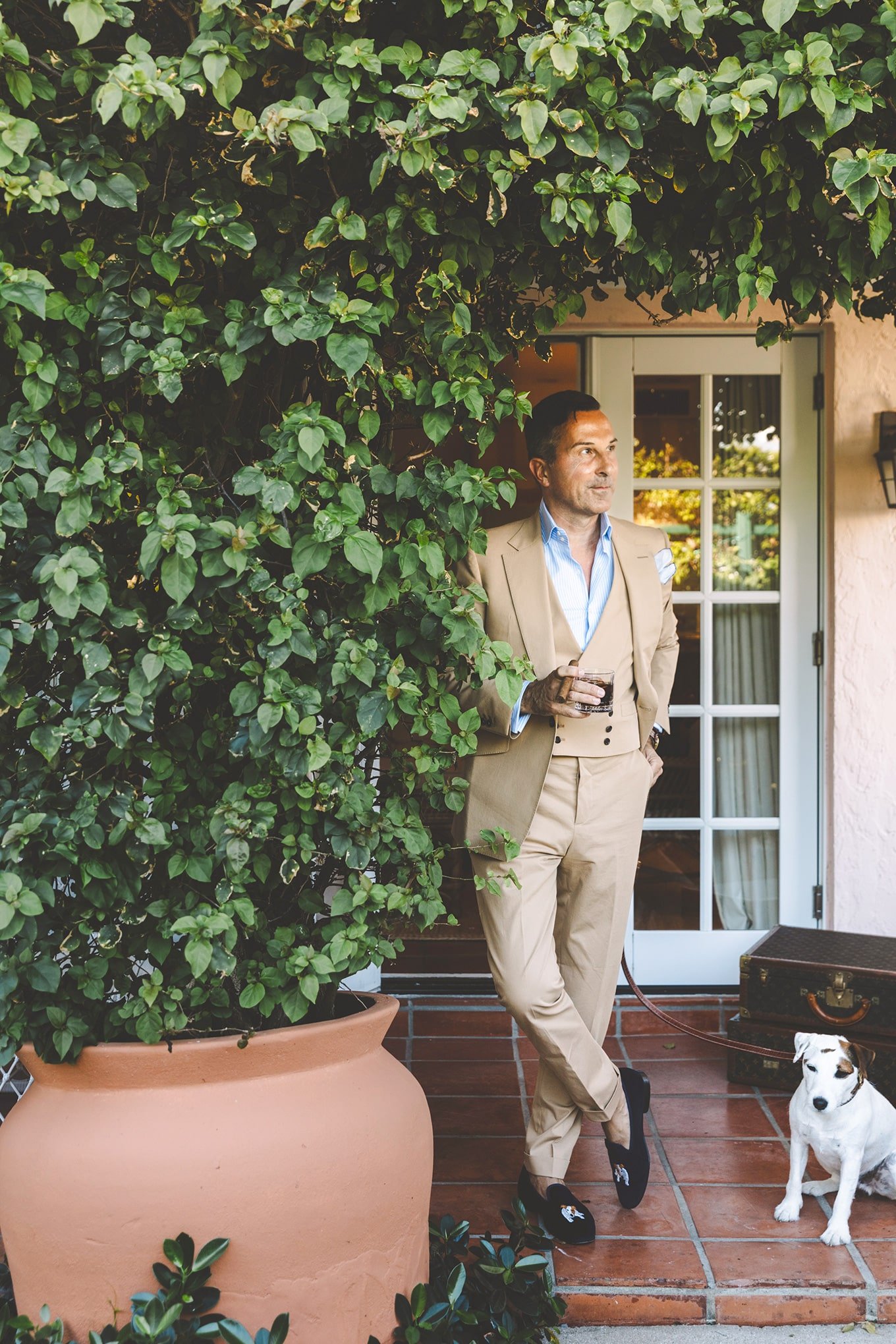 AK MC Caramel Cotton Twill Double-breasted Waistcoat