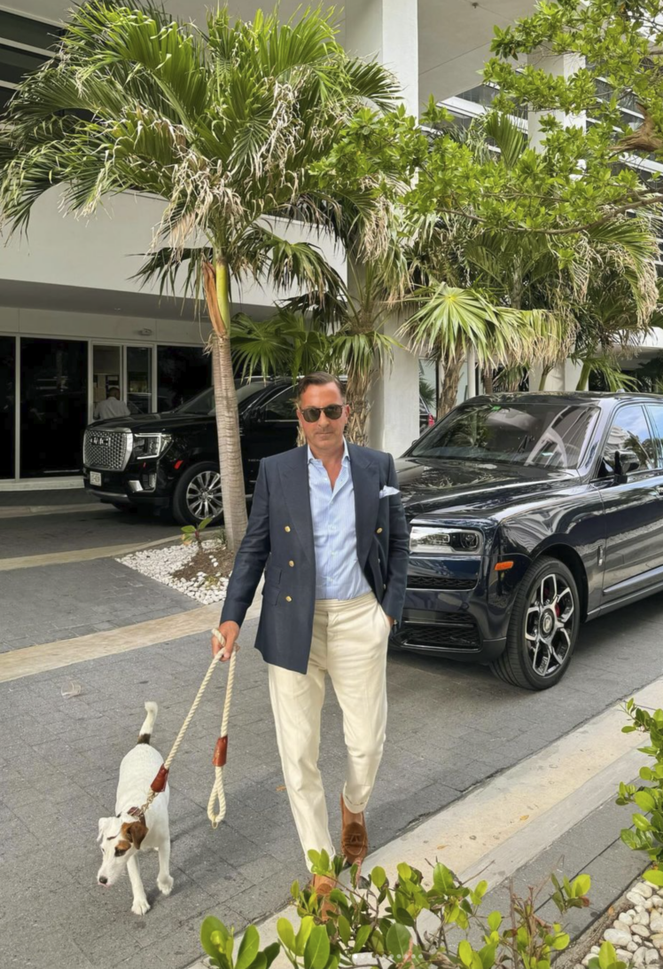 AK MC Blue And White Bengal Stripe French Cuffs Signature Dress