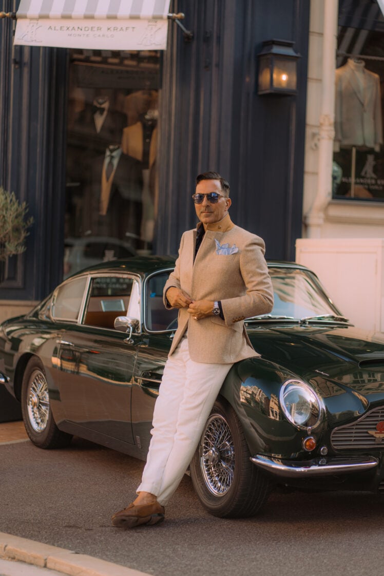 AK MC beige herringbone alpaca/lambswool Signature jacket