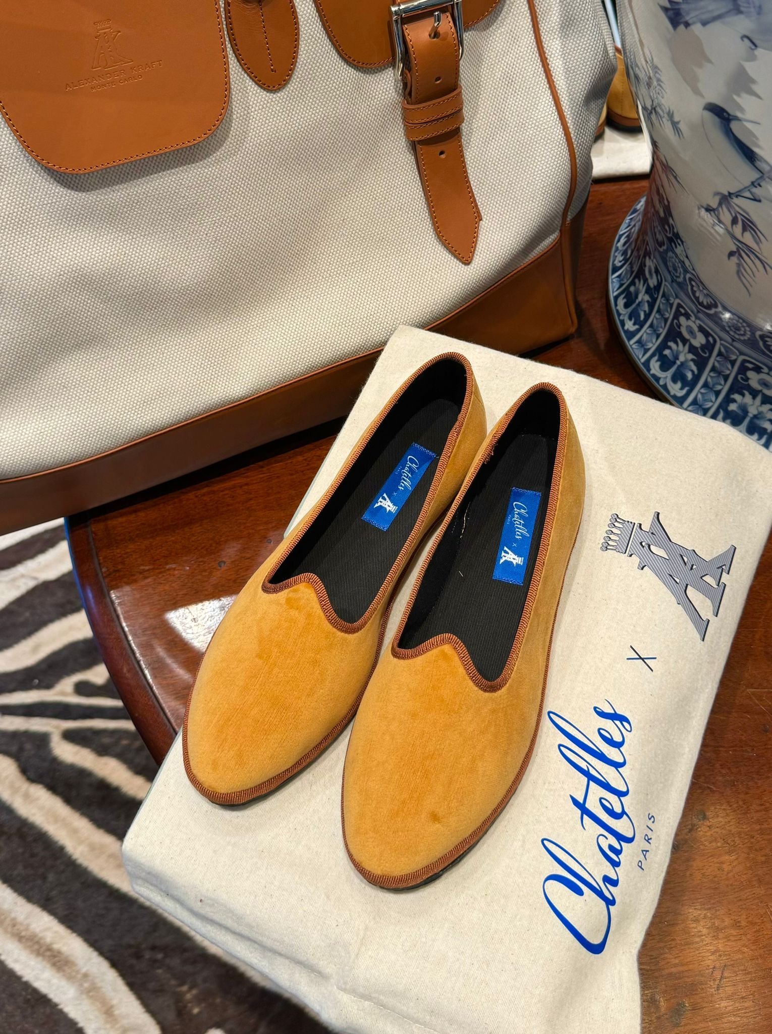 AK MC beige Venetian slippers Alexander Kraft Monte Carlo