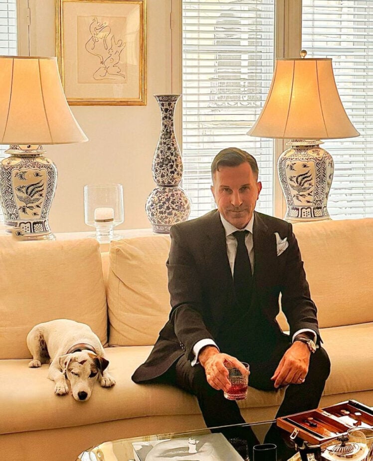 AK MC navy angora blend luxury knitted tie