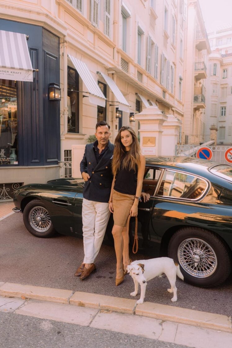 AK MC Navy Wool Double-breasted Blazer with Bespoke Domed Brass Buttons