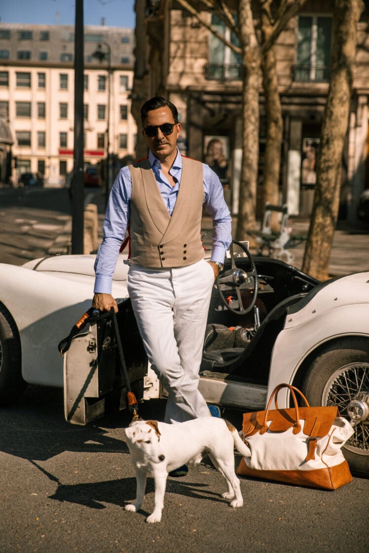 AK MC Beige Cotton & Ramie Blend Double-Breasted Waistcoat