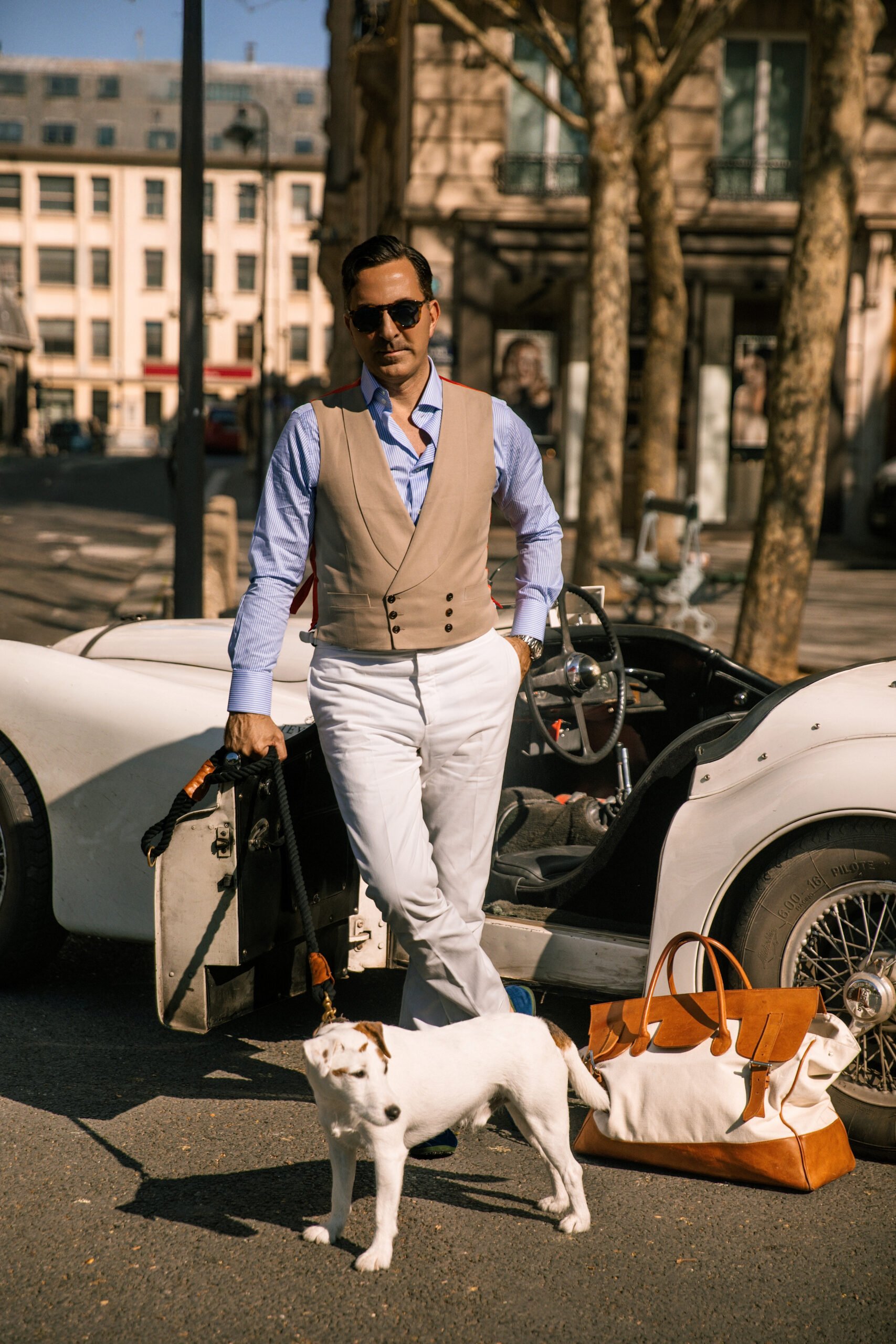 AK MC Beige Cotton Ramie Blend Double-Breasted Waistcoat