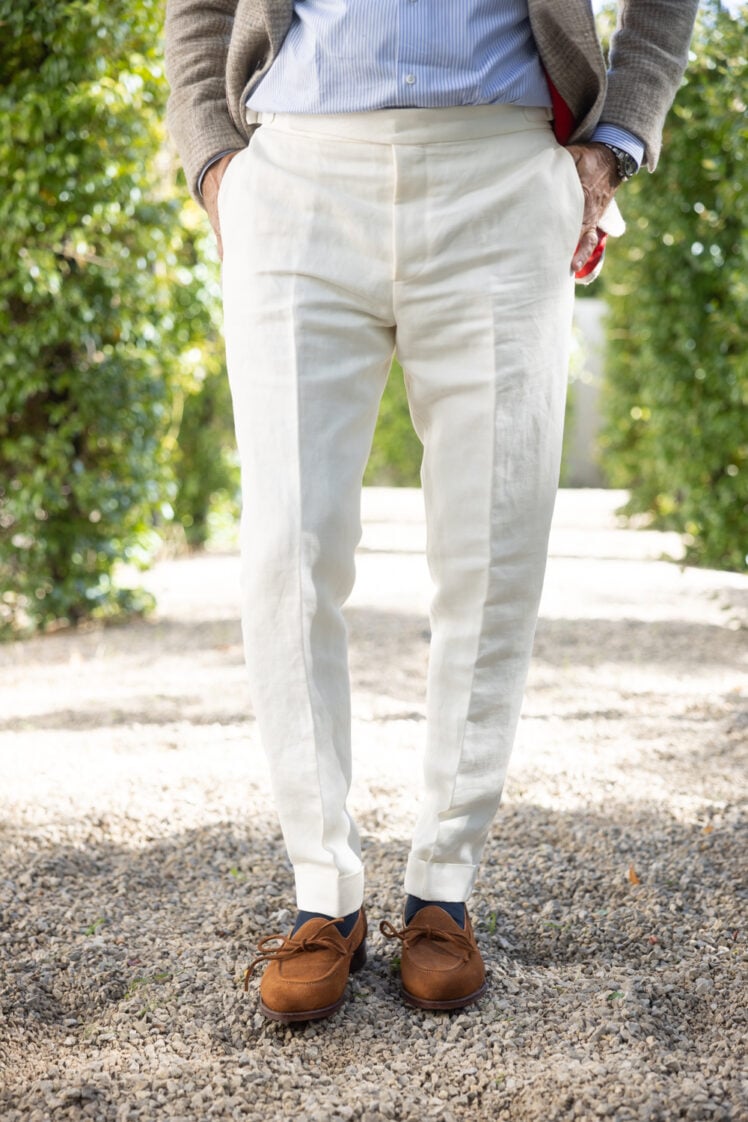 AK MC White Cotton Gurkha Trouser